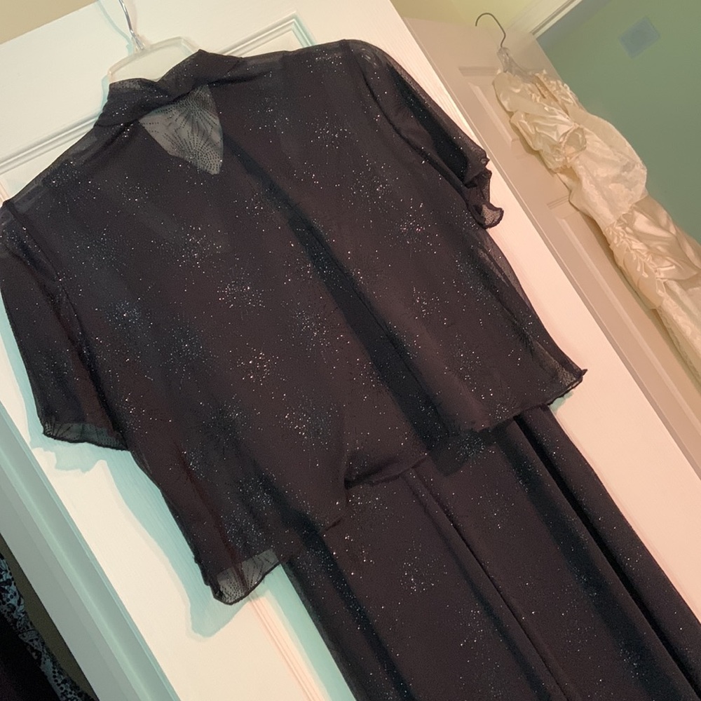 Beautiful vintage dress and top set - black sheer with silver embellishments - Picture 3 of 7
